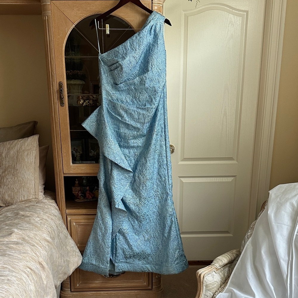 Rickie Freeman for Teri Jon Light Blue One-Shoulder Dress